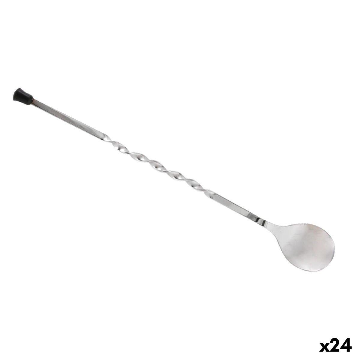 Cuchara para Cóctel Neutro Top Plateado Acero Inoxidable 3,7 x 27,8 cm 24 Unidades