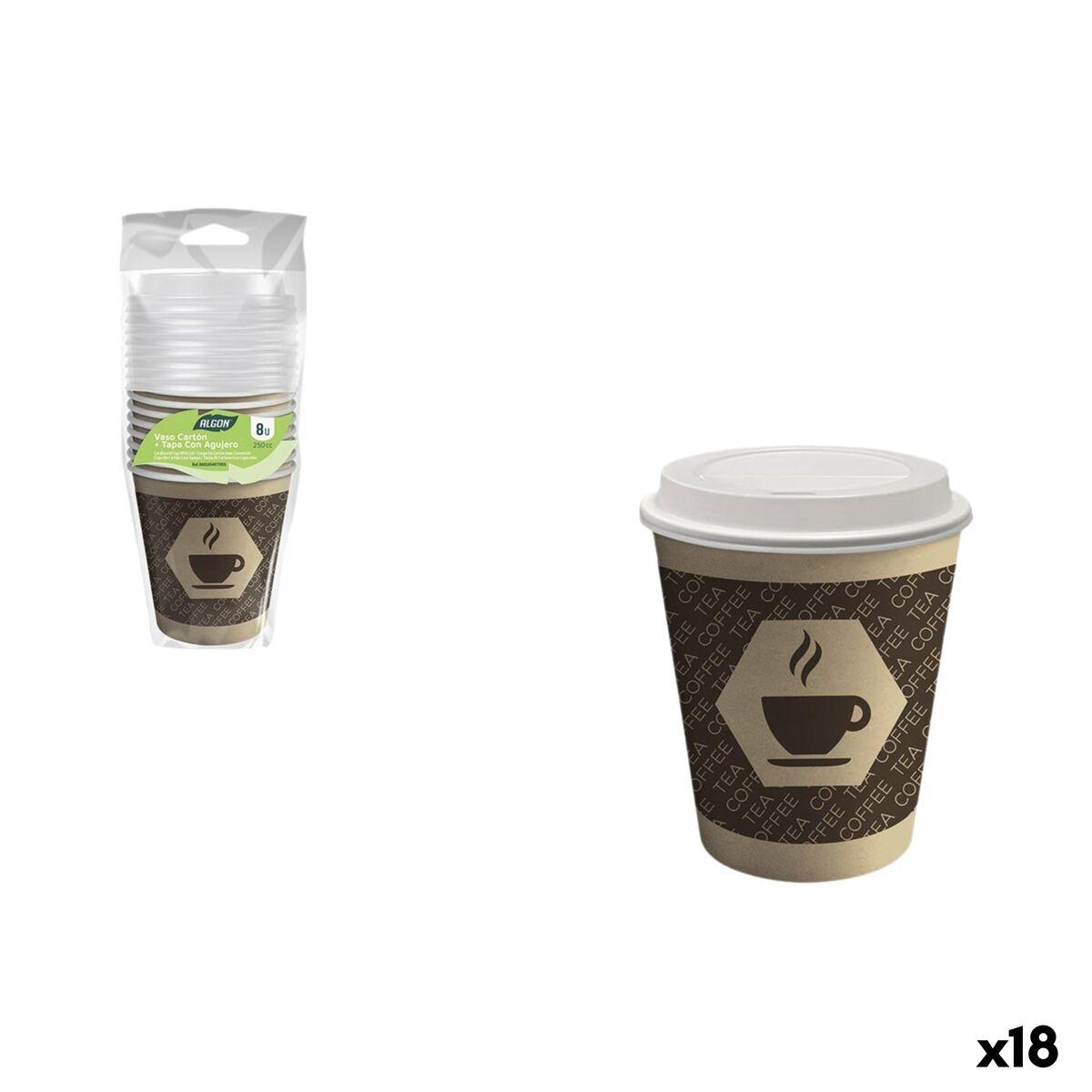 Set de Vasos Algon Marrón Cartón 250 ml 8 Piezas (18 Unidades)