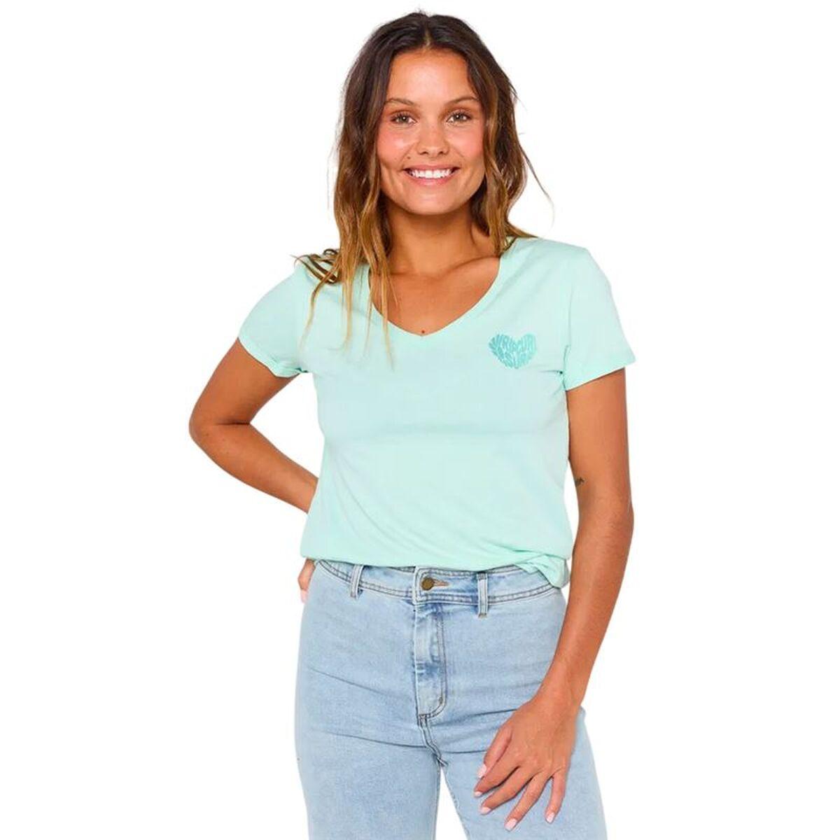 Camiseta de Manga Corta Mujer Rip Curl Heart V Neck Tee Azul cielo