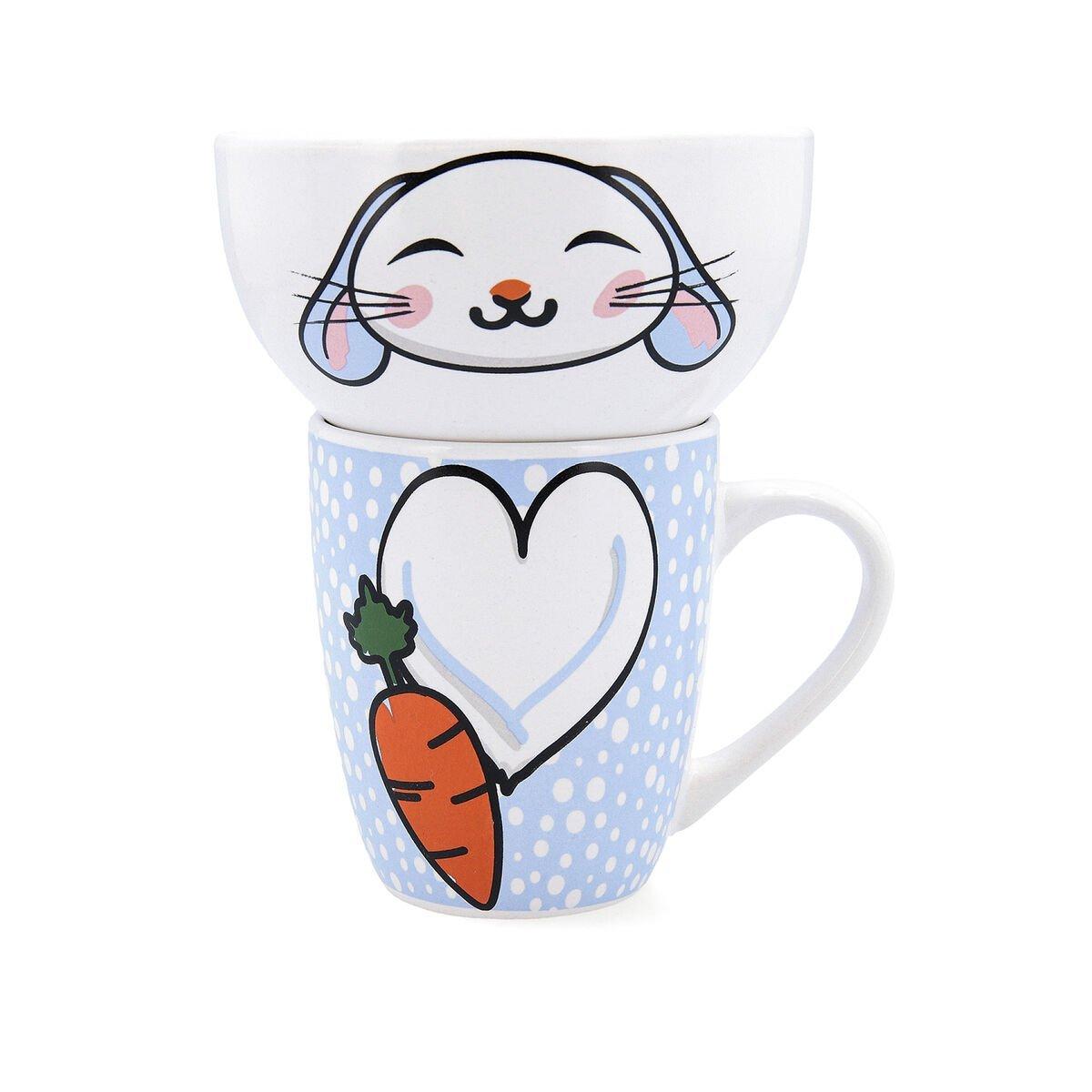 Juego de Tazas Quid Zoo Multicolor Cerámica Conejo