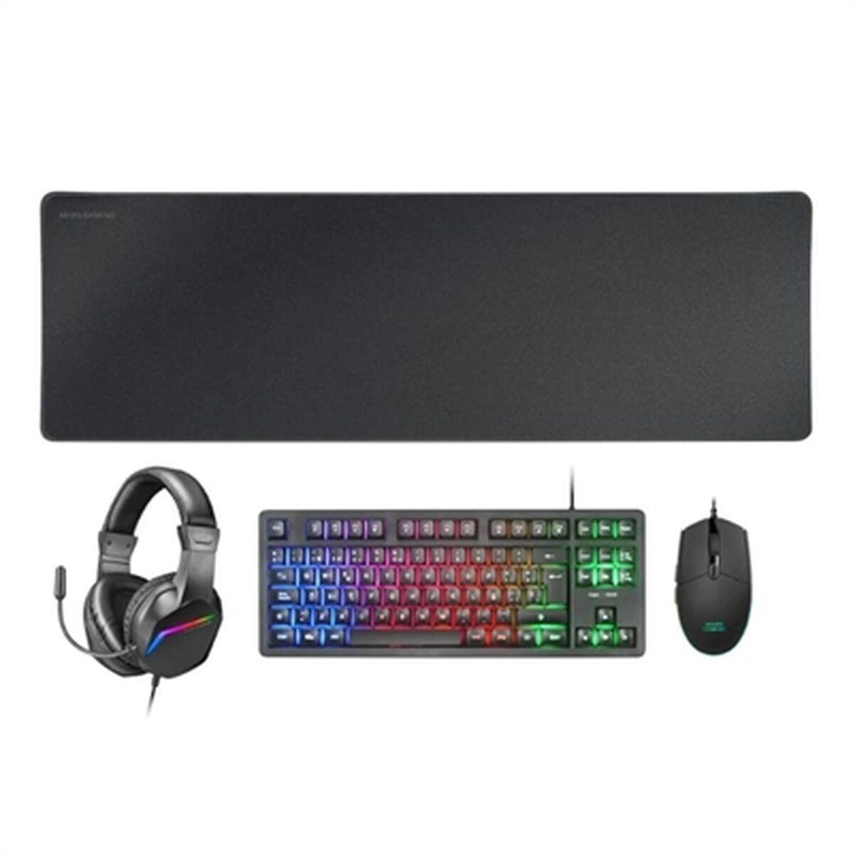 Teclado y Ratón Mars Gaming MCPRGB3ES Negro Multicolor Qwerty Español (4 Unidades)