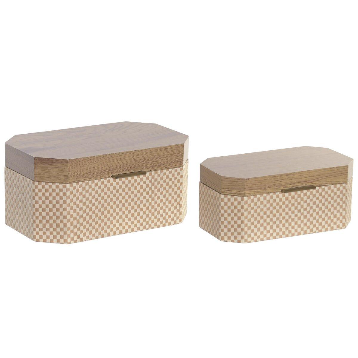 Caja-Joyero Home ESPRIT Natural Madera 30 x 19 x 14 cm (2 Unidades)