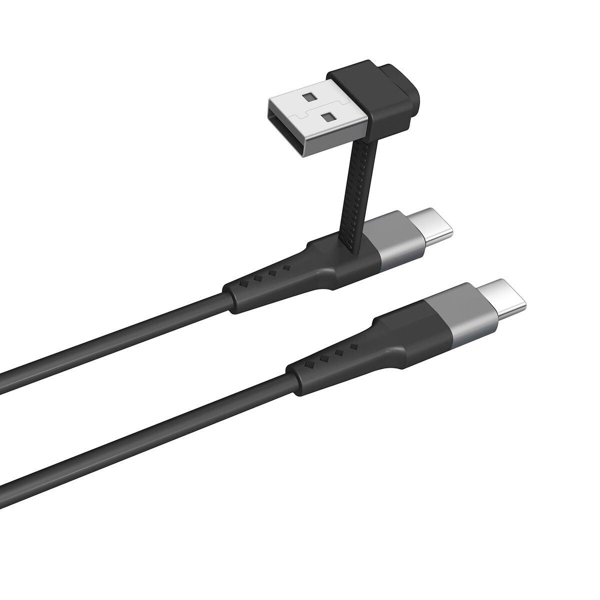 muvit for change cable Tipo C + Tipo A a Tipo C 3A 15w 1,2m negro