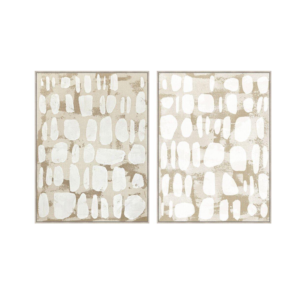 Lienzo Home ESPRIT Blanco Beige Abstracto Urbano 90 x 4 x 120 cm (2 Unidades)