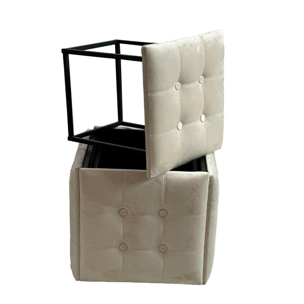 Juego de taburetes GO GIFT Transformer Crema Terciopelo Acero 50 x 50 x 50 cm Puff 5 en 1 5 Unidades