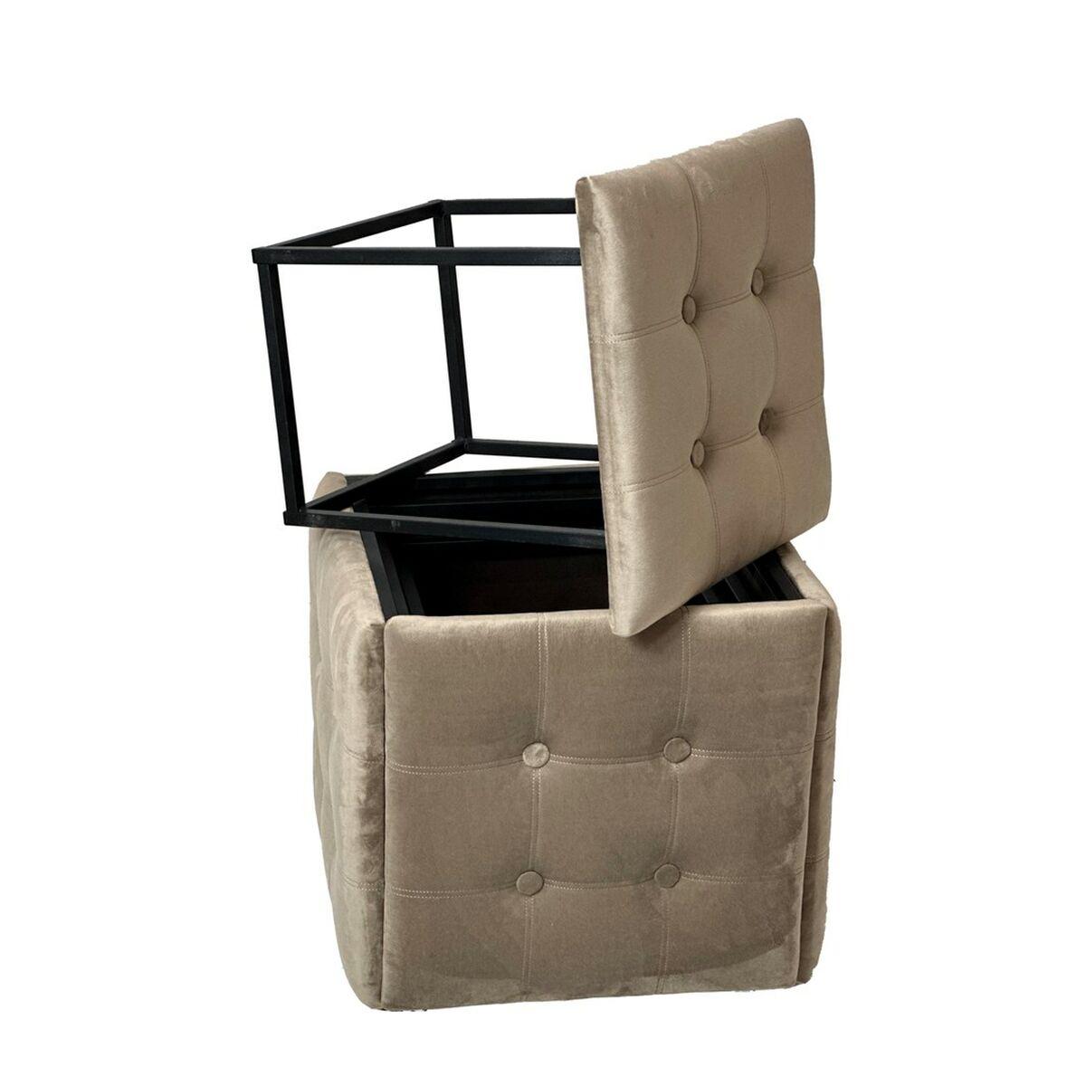 Juego de taburetes GO GIFT Transformer Capuccino Terciopelo Acero 50 x 50 x 50 cm Puff 5 en 1 5 Unidades
