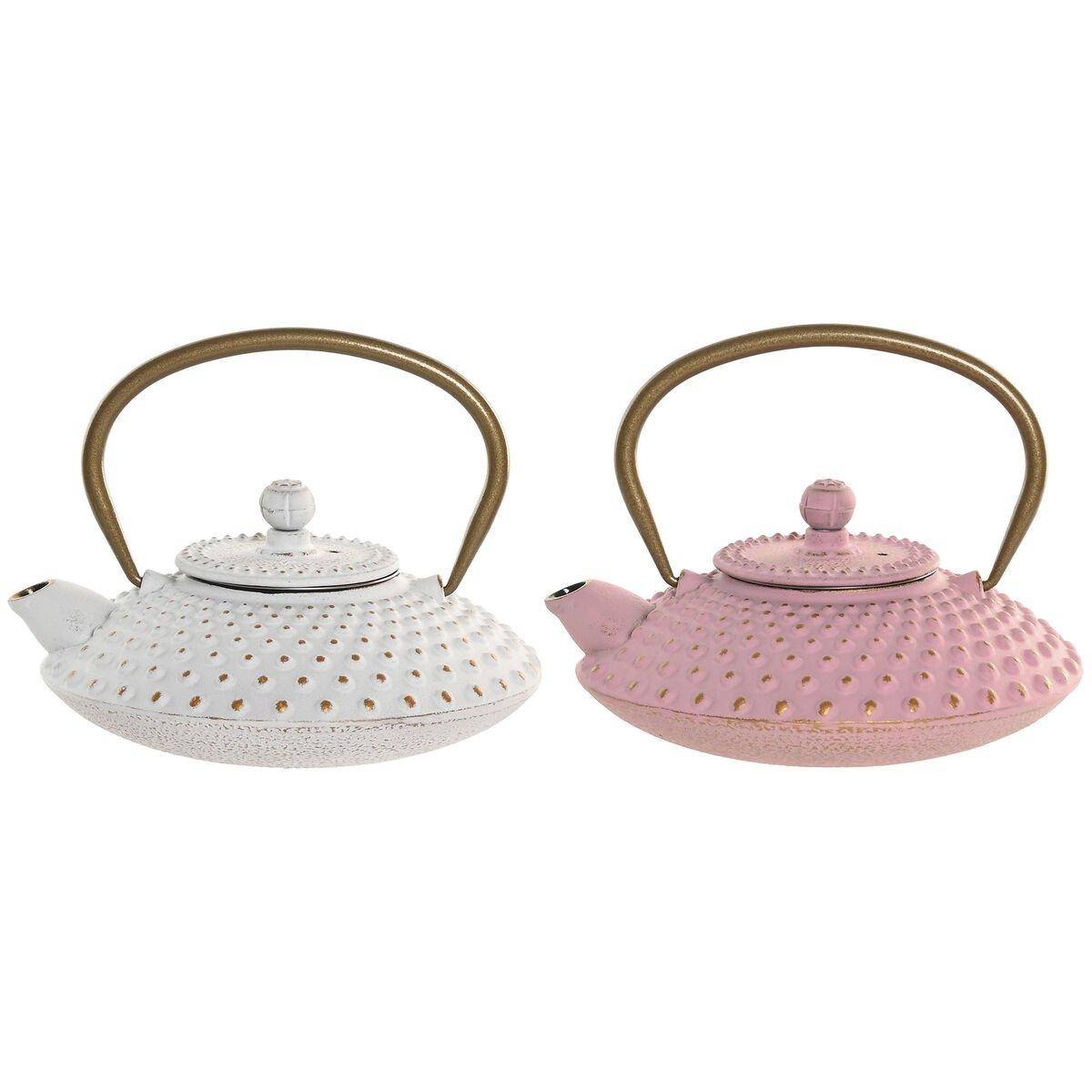Tetera Home ESPRIT Blanco Rosa Acero Inoxidable Hierro (2 Unidades)