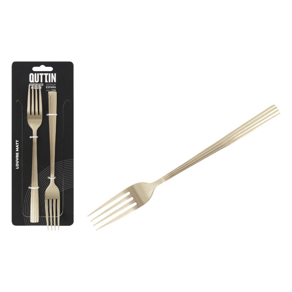 Set de Tenedores Quttin LOUVRE Champagne 21 x 2,4 cm 2 Piezas (12 Unidades)