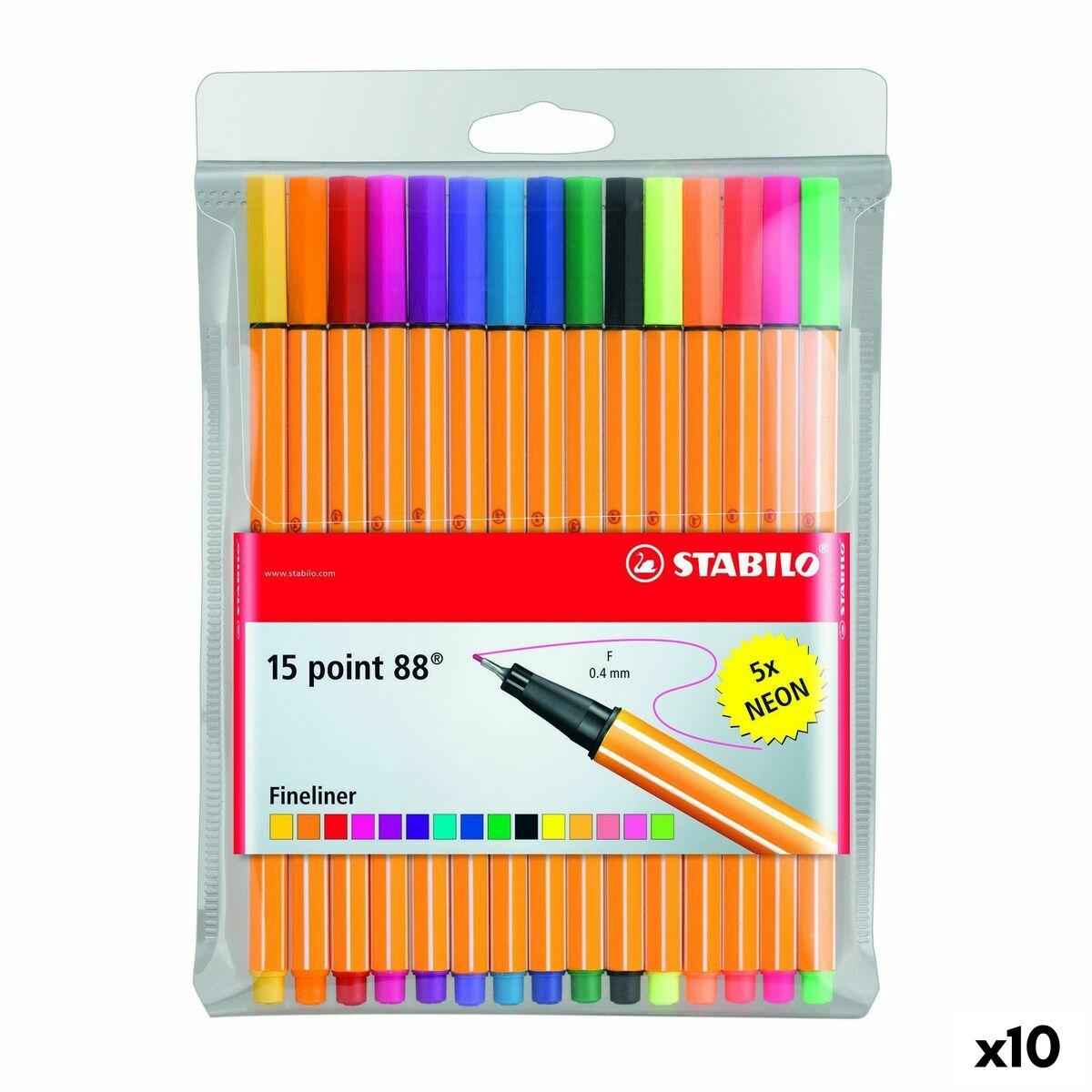Set de Rotuladores Stabilo POINT 88 Multicolor 15 Piezas (10 Unidades)