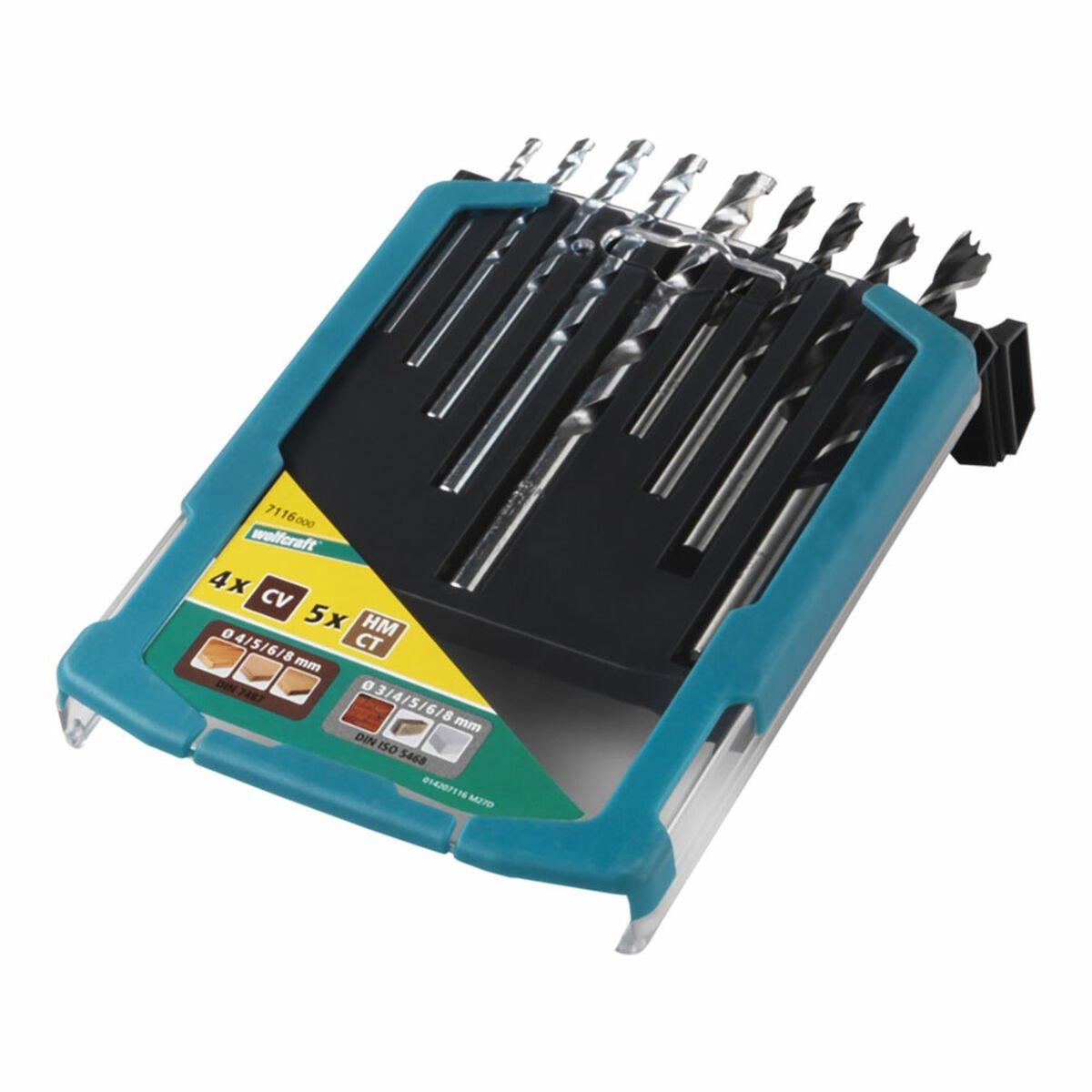 Set de brocas Wolfcraft Acero 9 Piezas 91 Piezas