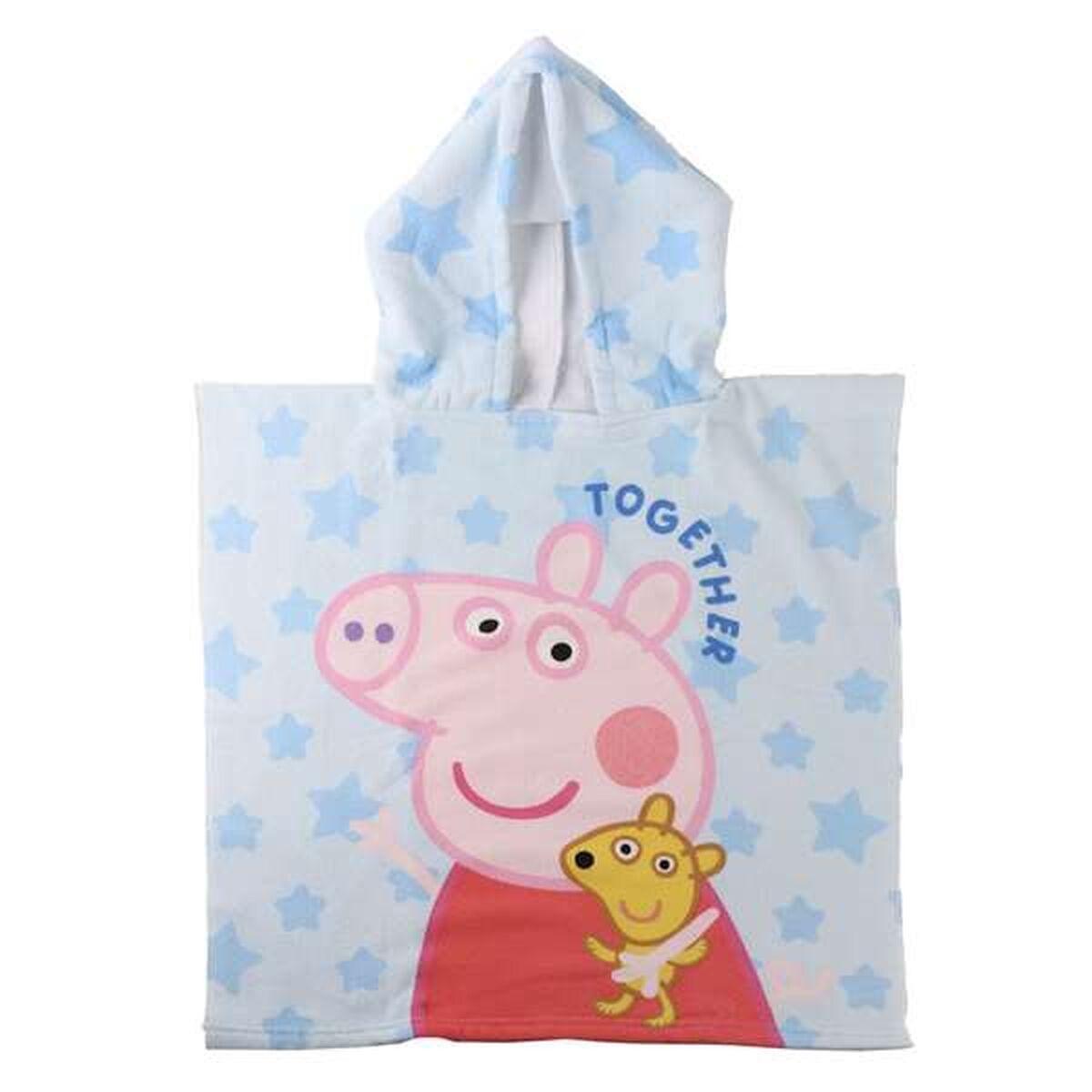 Poncho-Toalla con Capucha Peppa Pig Azul claro 55 x 77 cm