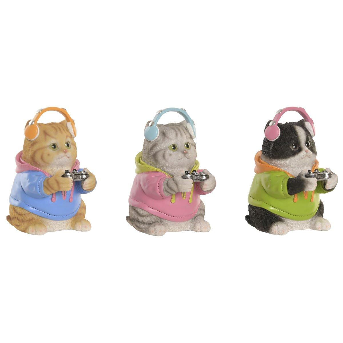 Figura Decorativa Home ESPRIT Multicolor Gato (3 Unidades)