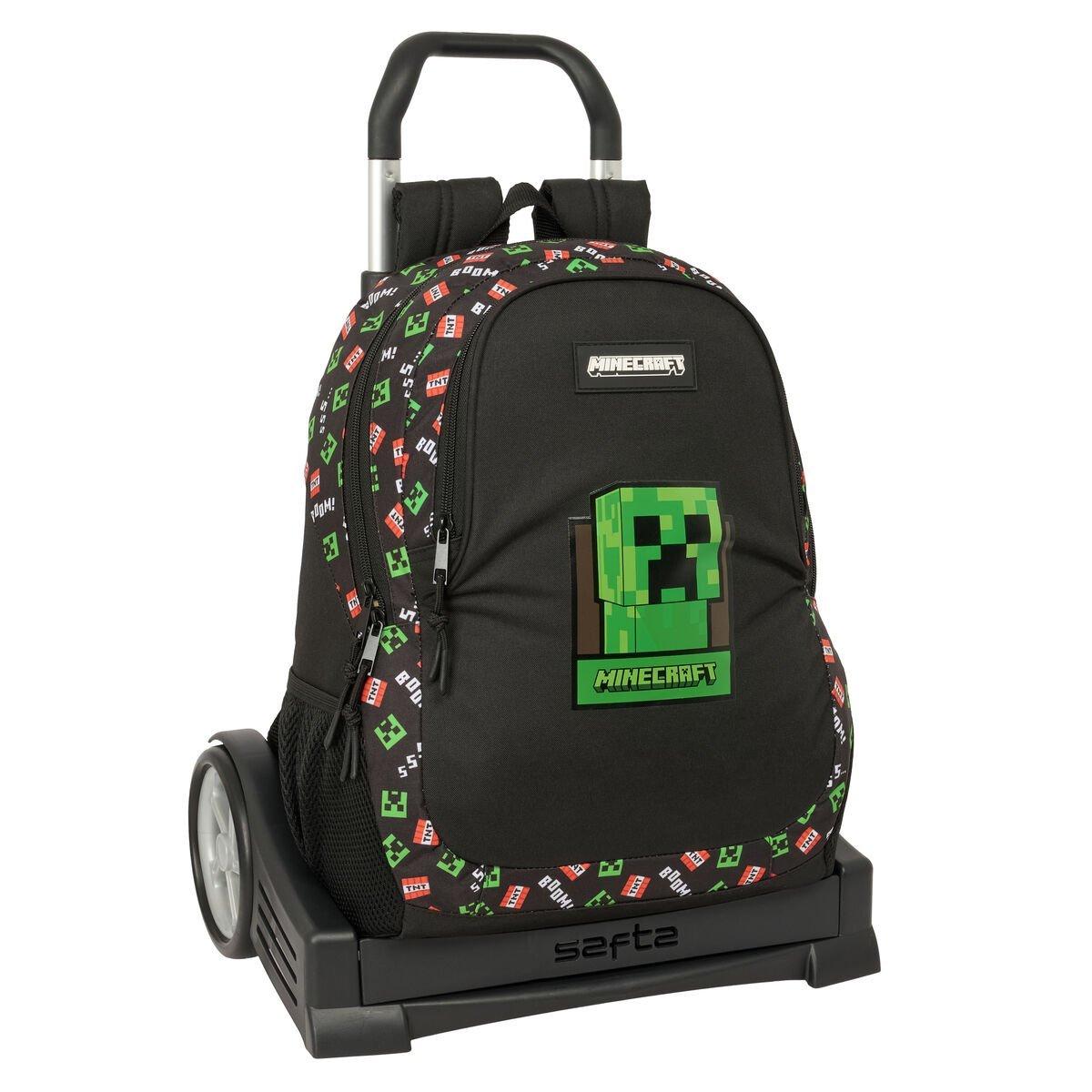 Mochila Escolar con Ruedas Minecraft Negro 32 x 44 x 16 cm
