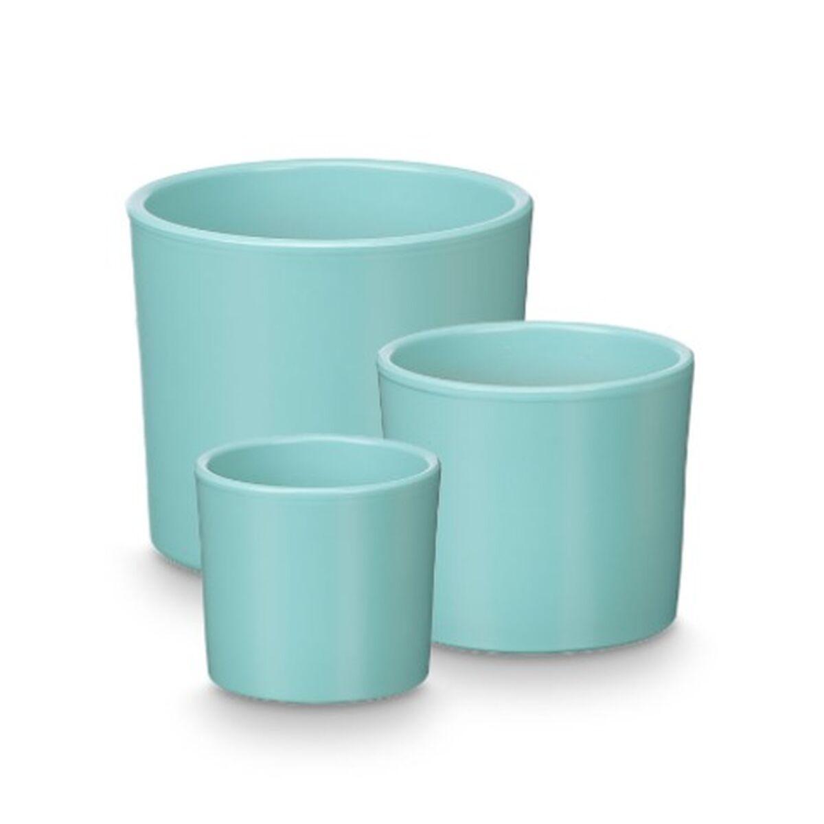 Set de Macetas Ibergarden Turquesa Arcilla Ø 14 cm Ø 22 cm Ø 17 cm 3 Piezas