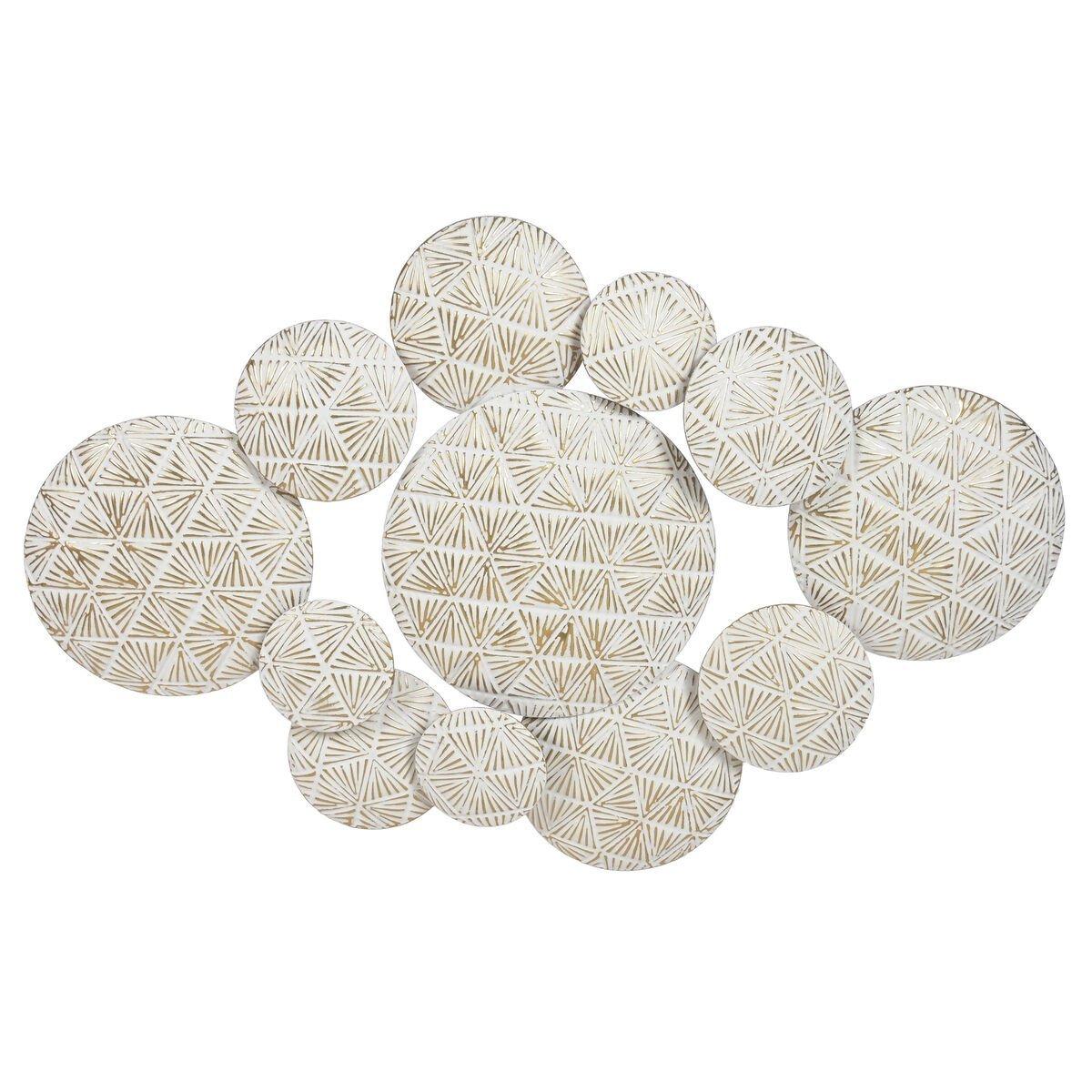 Figura Decorativa Home ESPRIT Blanco Dorado Círculos Decapé 102 X 7 X 74 CM