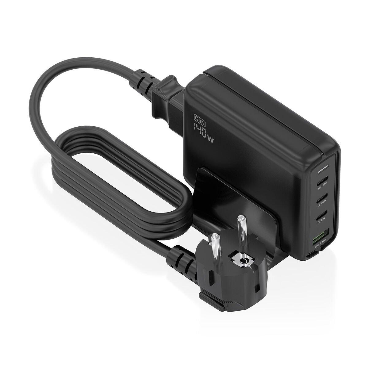 Cargador de Pared Aisens GAN Negro 140 W 50 W