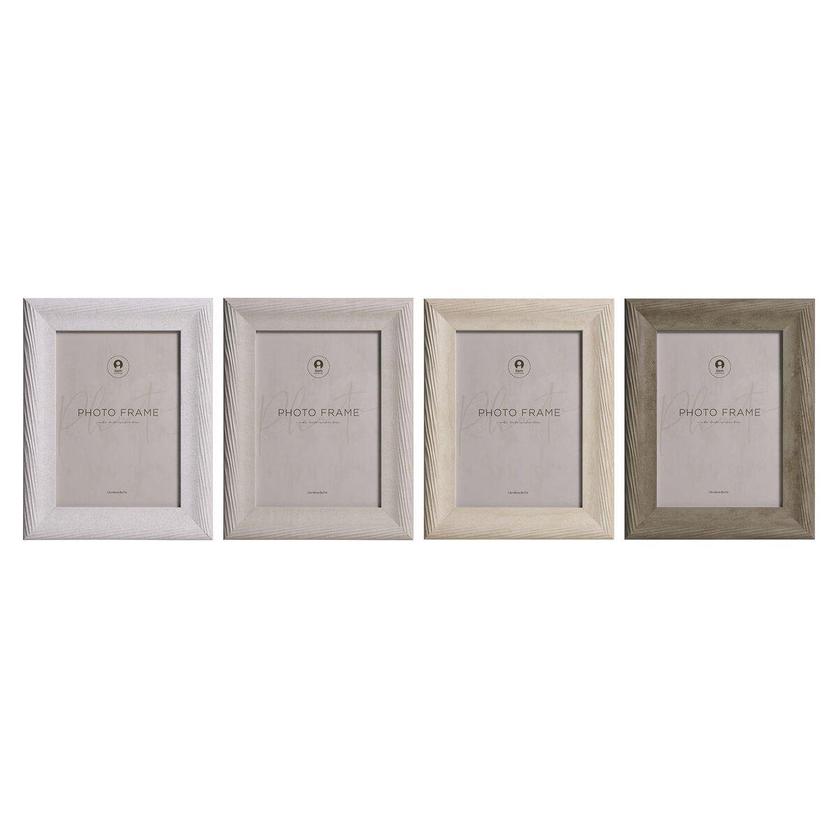 Marco de Fotos Home ESPRIT Beige Natural Cristal Poliestireno Urbano (4 Unidades)