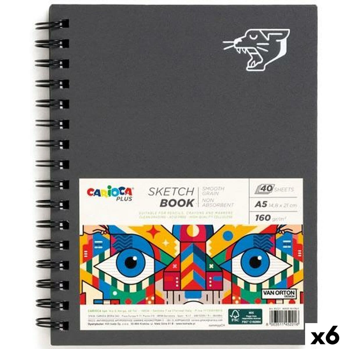 Bloc de dibujo Carioca PLUS SKETCHBOOK A5 40 Hojas (6 Unidades)