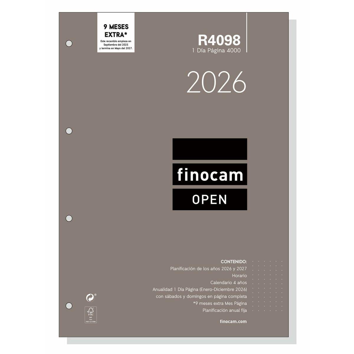 Recambio para Agenda Finocam OPEN R4098 A4 2026 21 x 29,7 cm