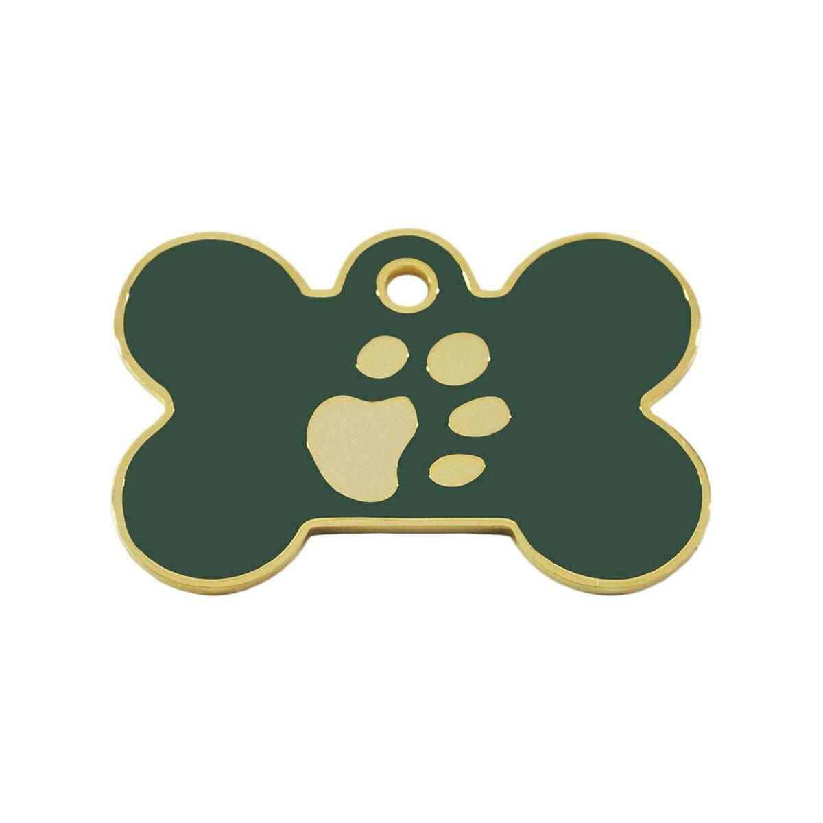 Placa identificativa para collar Imarc Verde Dorado Hueso Aluminio