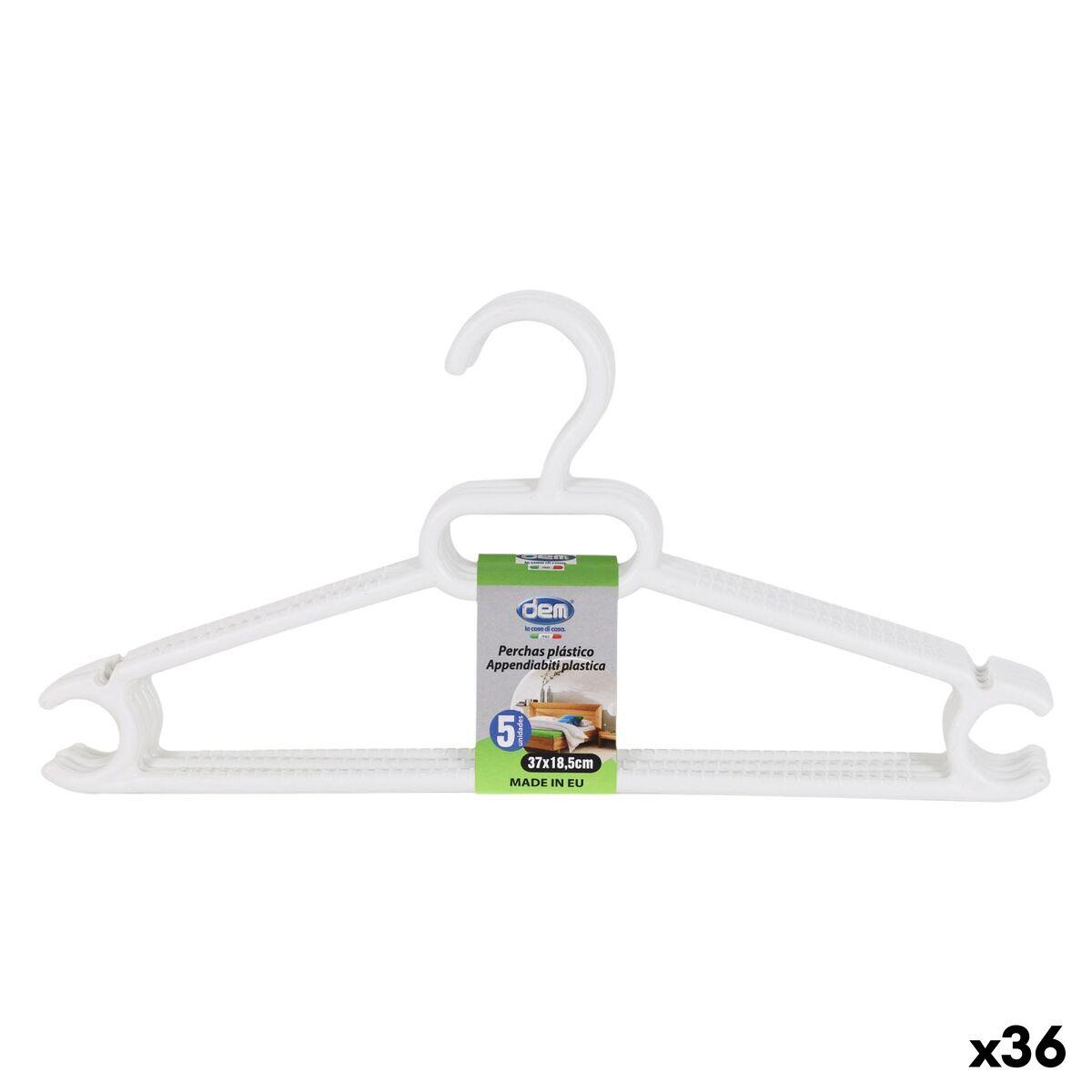 Juego de Perchas Dem Blanco Plástico 0,5 x 37 x 18,5 cm 5 Piezas (36 Unidades)