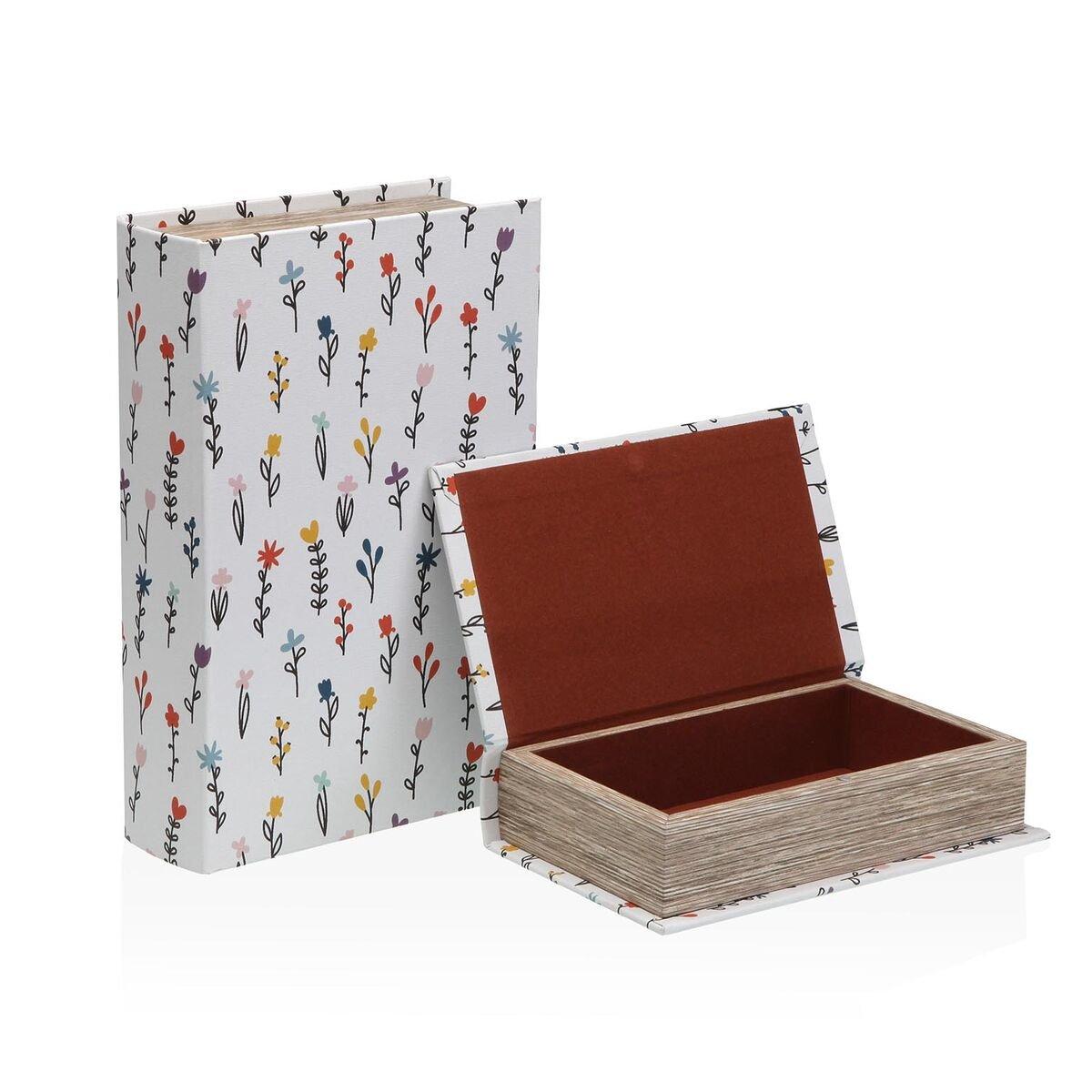 Caja Decorativa Versa Blume Lienzo Madera MDF Libro