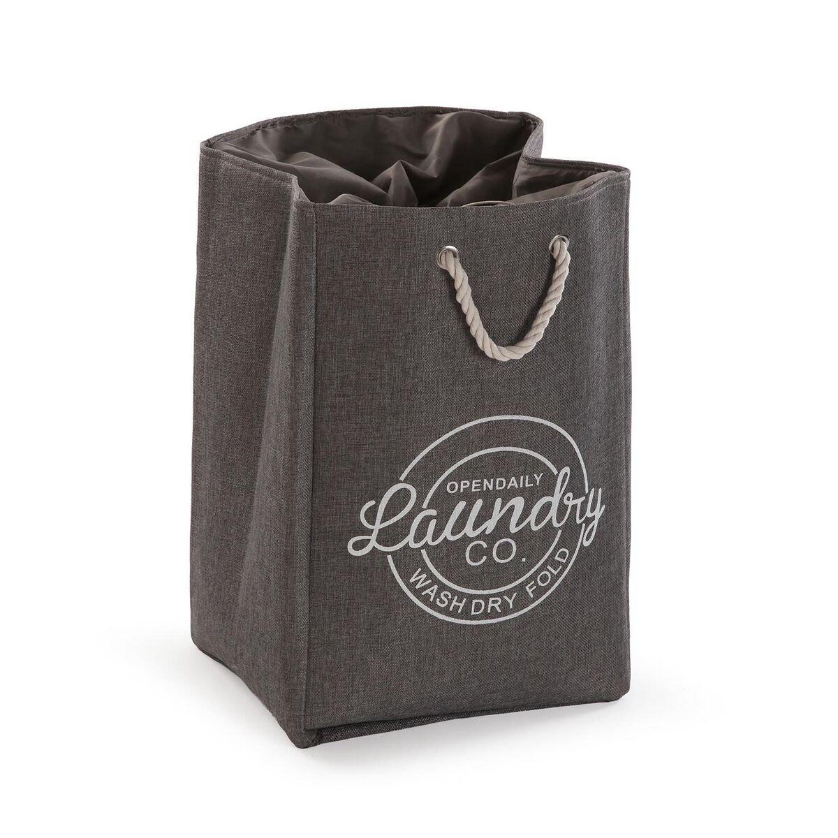 Cesto para la Ropa Sucia Versa Gris Poliéster PVC Metal EVA 30 x 55 x 36 cm