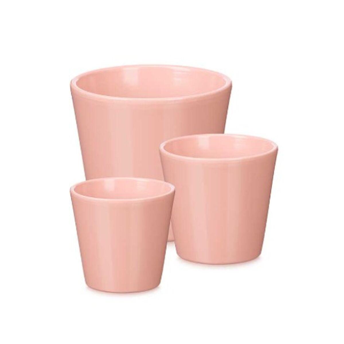Set de Macetas Ibergarden Rosa Arcilla Ø 14 cm Ø 22 cm Ø 17 cm 3 Piezas