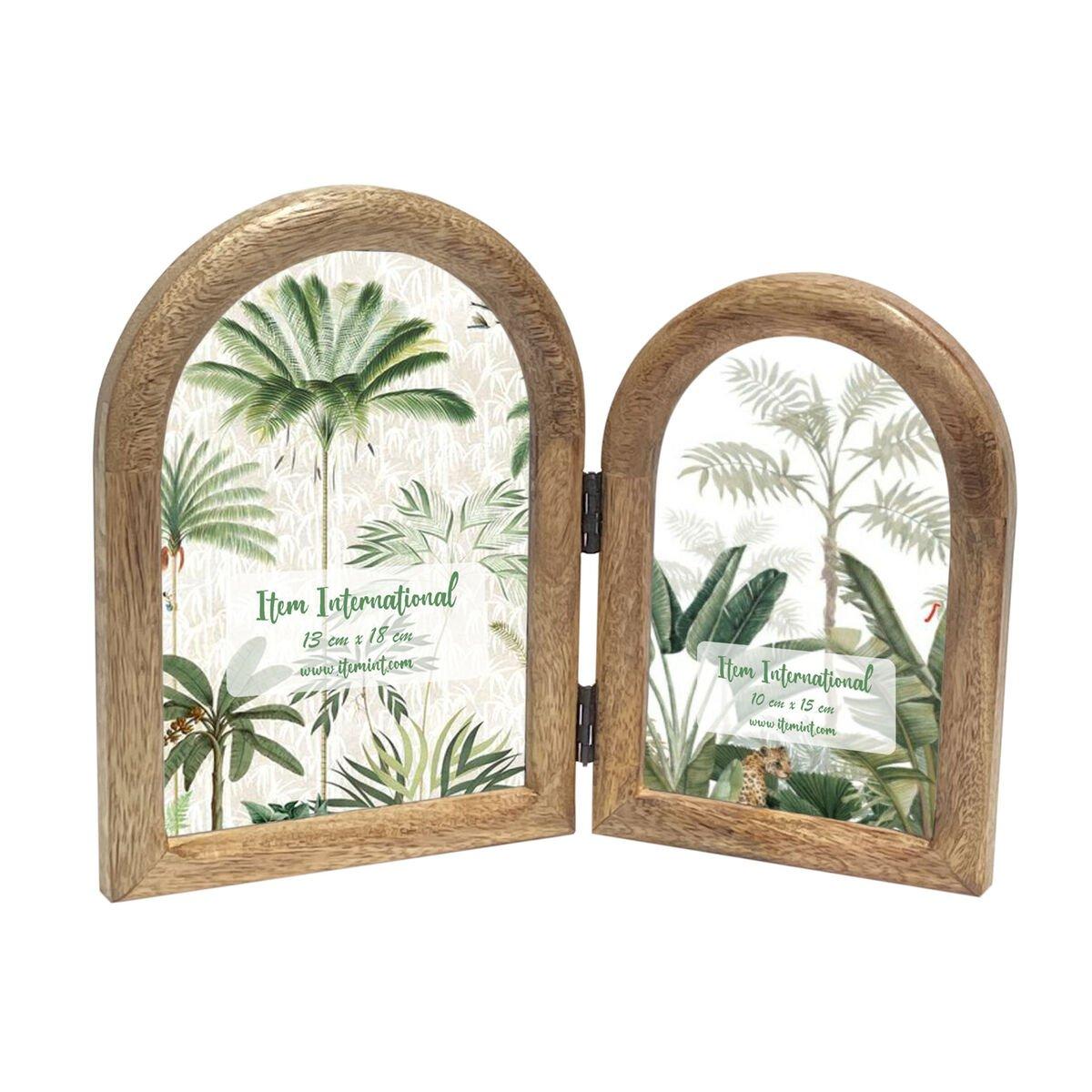 Marco de Fotos Home ESPRIT Natural Cristal Madera de mango Tropical (2 Unidades)