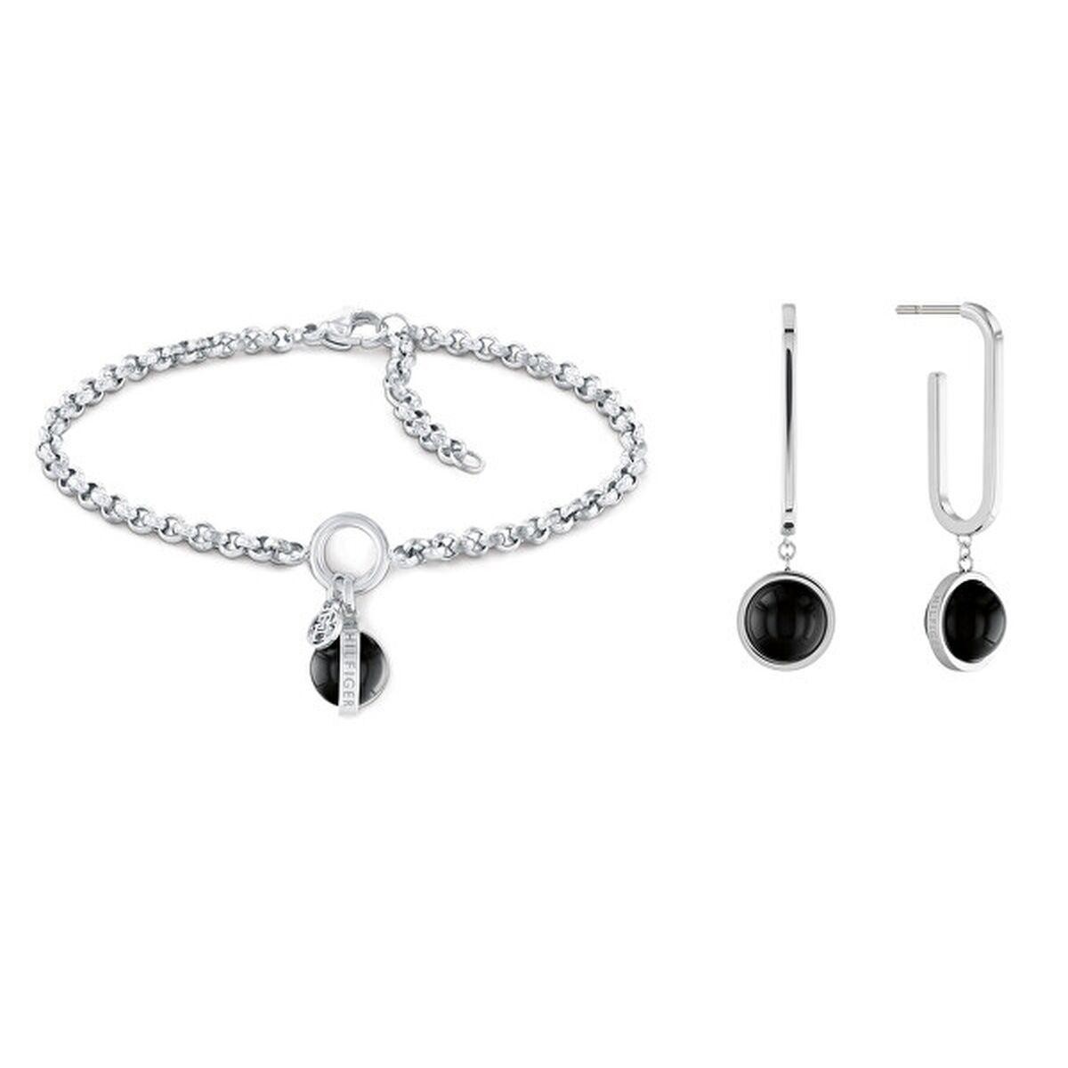 Conjunto Pulsera y Pendientes Tommy Hilfiger 2770171 Negro Plateado
