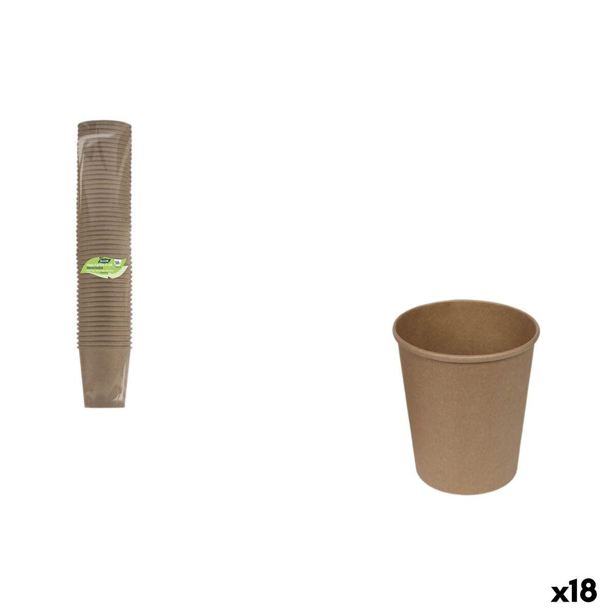 Set de Vasos Algon Marrón Cartón 120 ml 50 Piezas (18 Unidades)