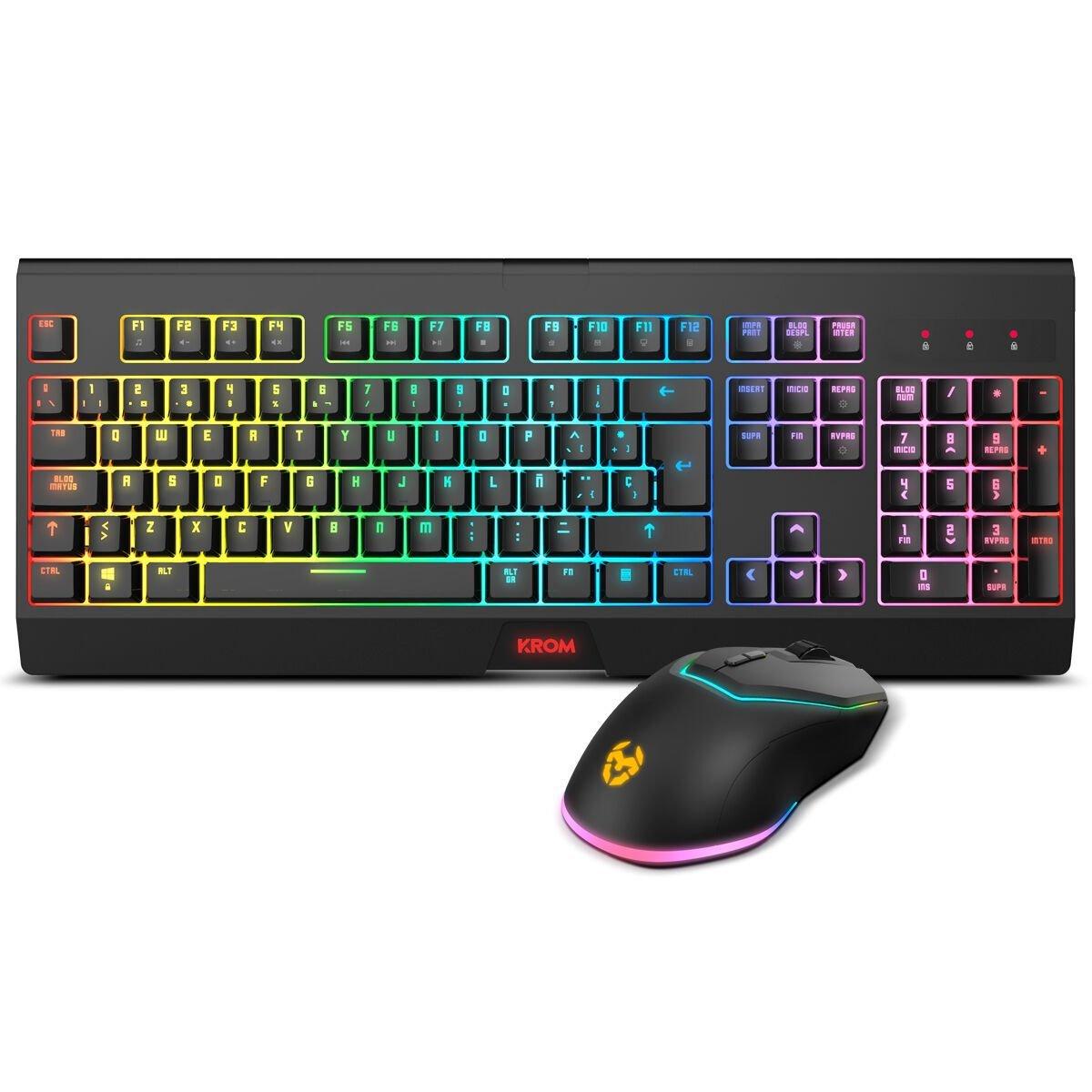 Teclado y Ratón Krom Kabala Negro Multicolor Qwerty Español