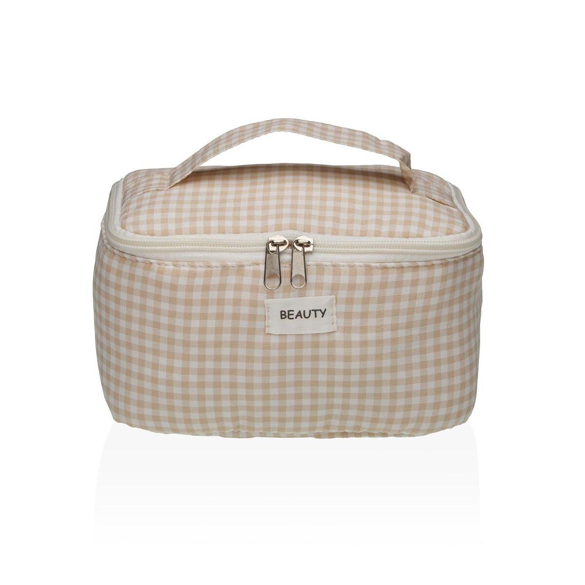 Neceser de Viaje Versa Vichy Beige Poliéster Textil 12 x 12 x 20 cm