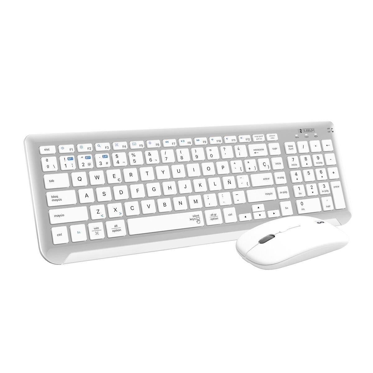 Teclado y Ratón Inalámbrico Subblim SUBKBC-DCEP10 Plateado Qwerty Español