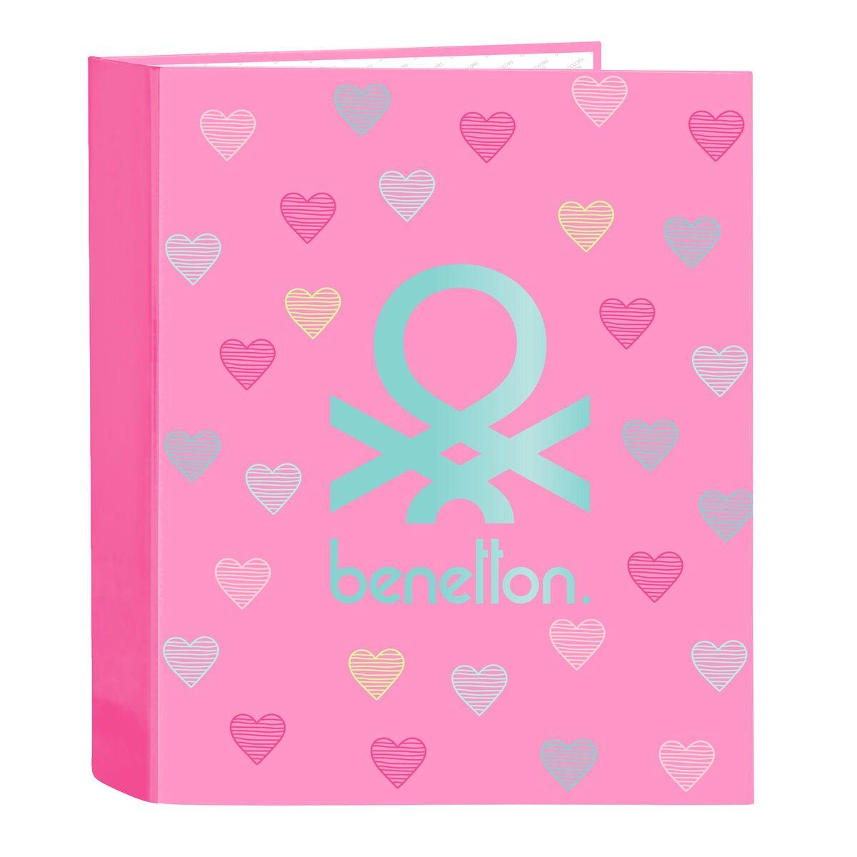 Carpeta de anillas Benetton Heart Rosa A4 27 x 33 x 6 cm