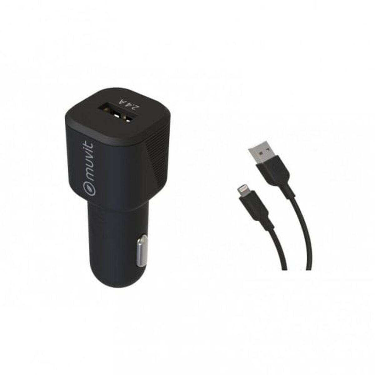 Cargador de Coche Muvit 1,2 m Negro
