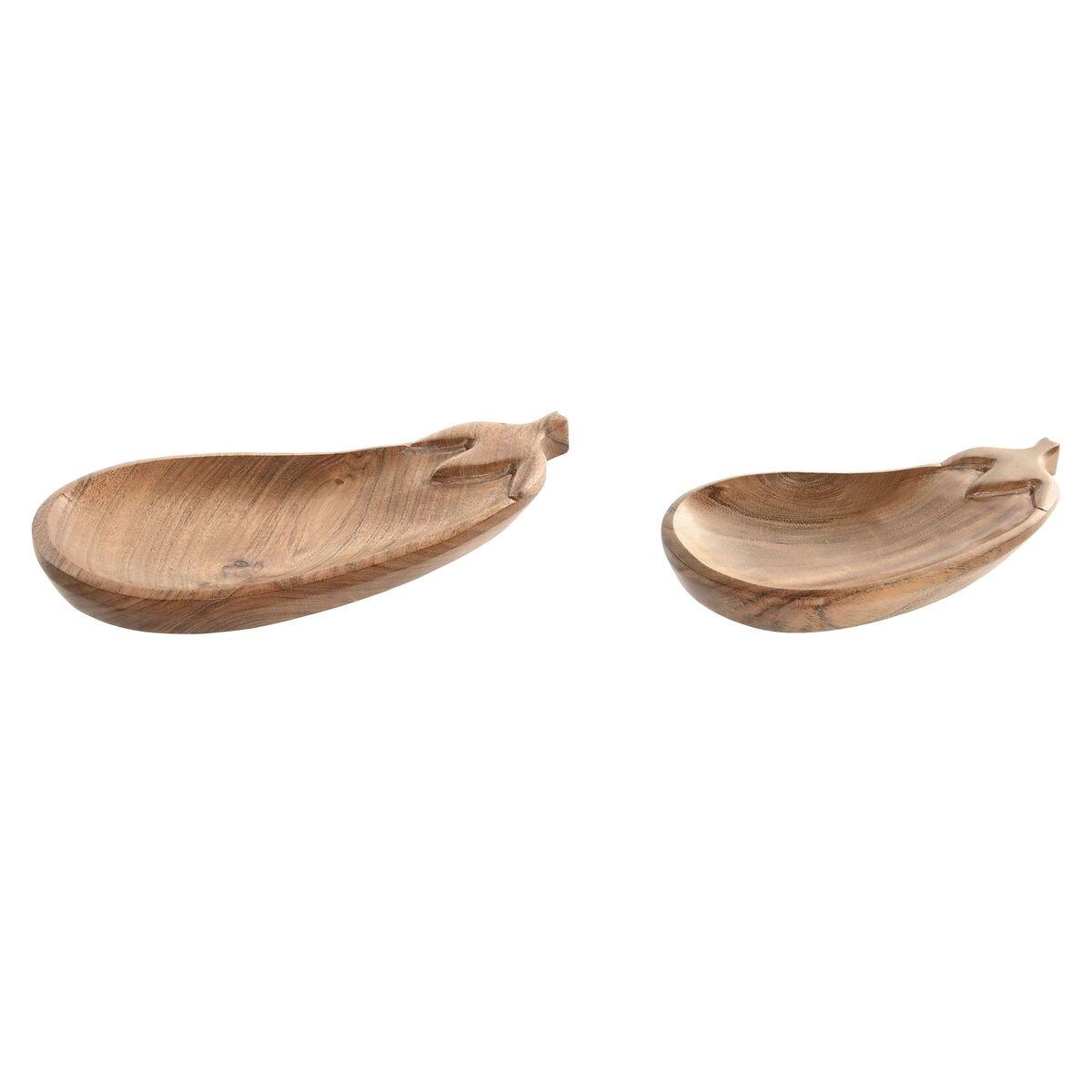 Centro de Mesa Home ESPRIT Marrón Acacia 28 X 14 X 2,5 CM (2 Unidades)