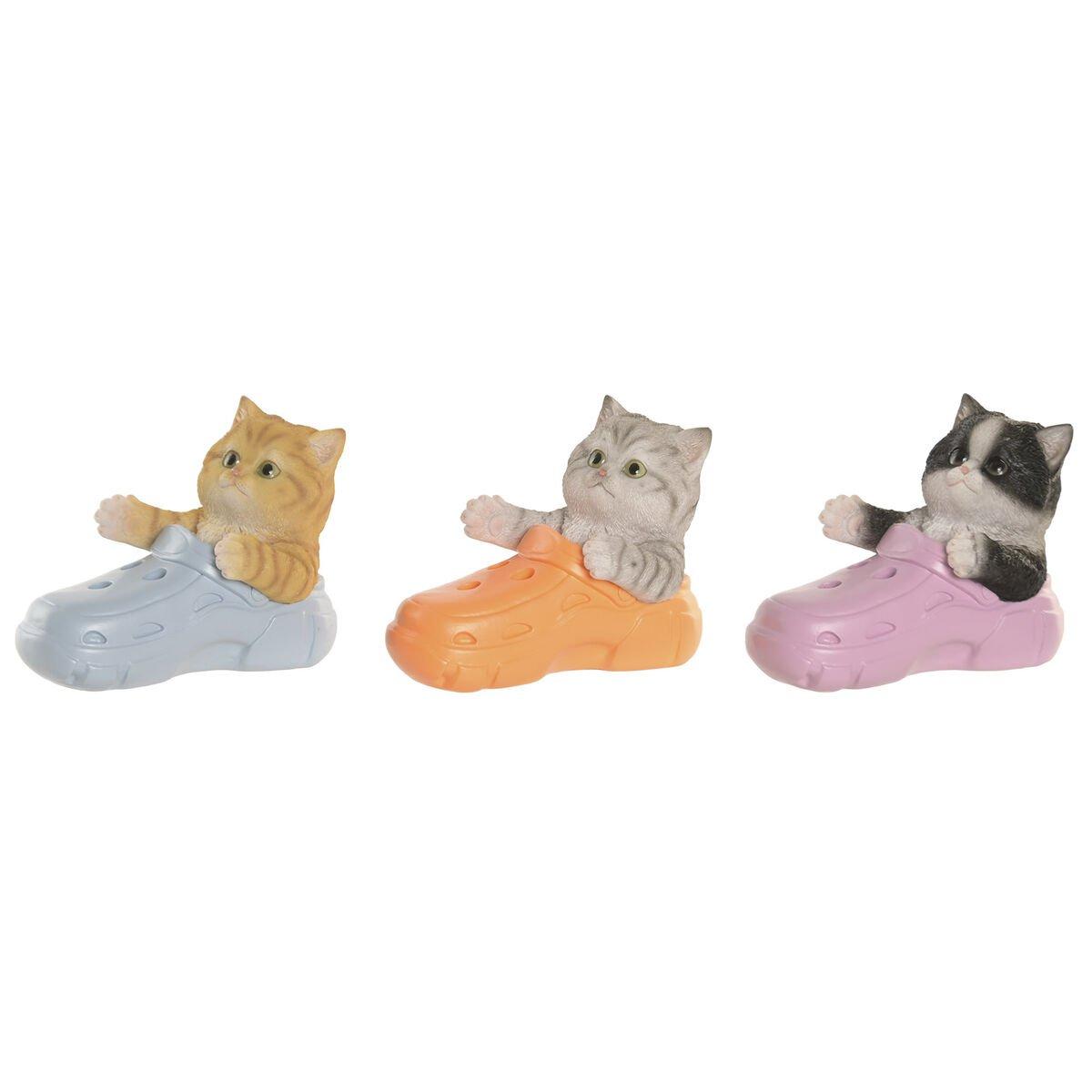 Figura Decorativa Home ESPRIT Multicolor Gato Shabby Chic Lápiz (3 Unidades)