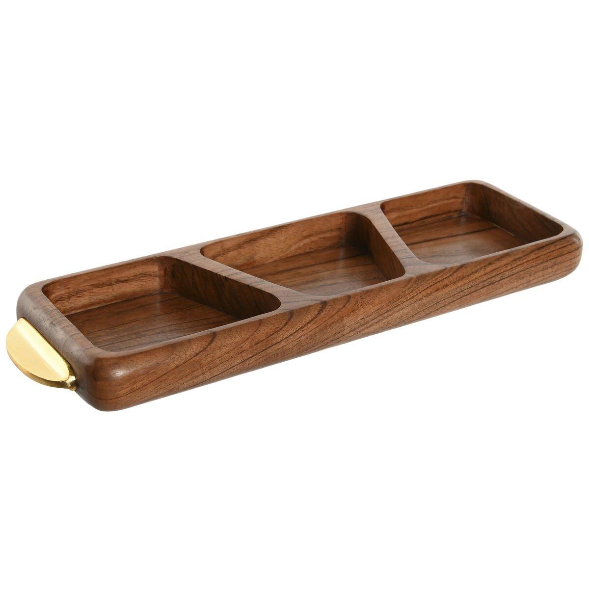 Bandeja de Aperitivos Home ESPRIT Dorado Natural 45 x 12,7 x 4,5 cm