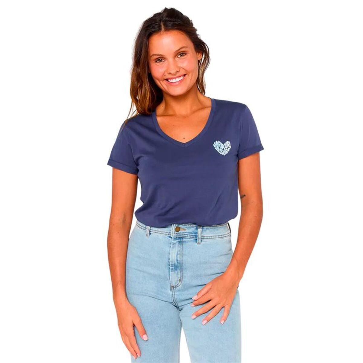 Camiseta de Manga Corta Mujer Rip Curl Heart V Neck Tee Azul