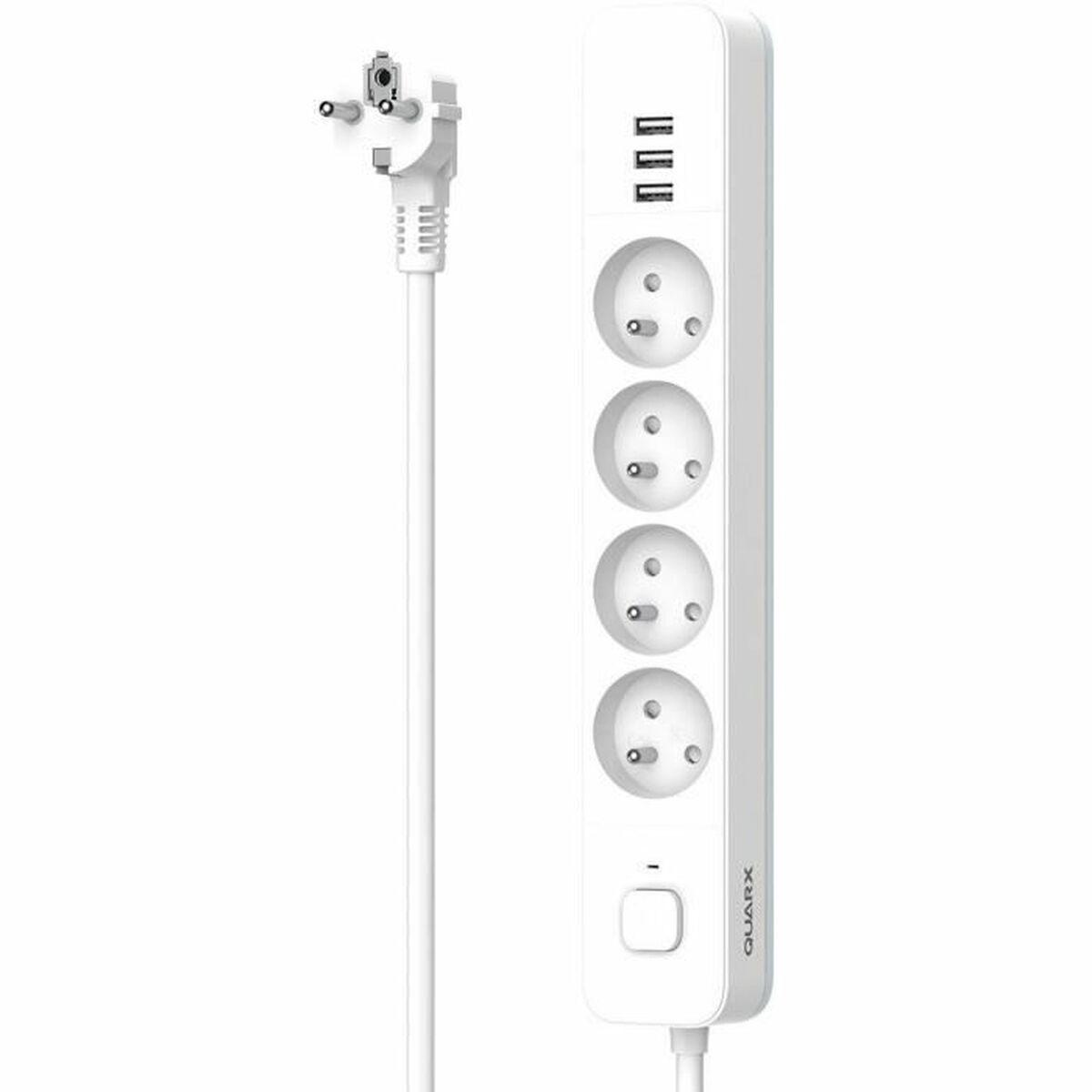 Regleta Enchufes 4 Tomas con interruptor QUARX (1,5 m)