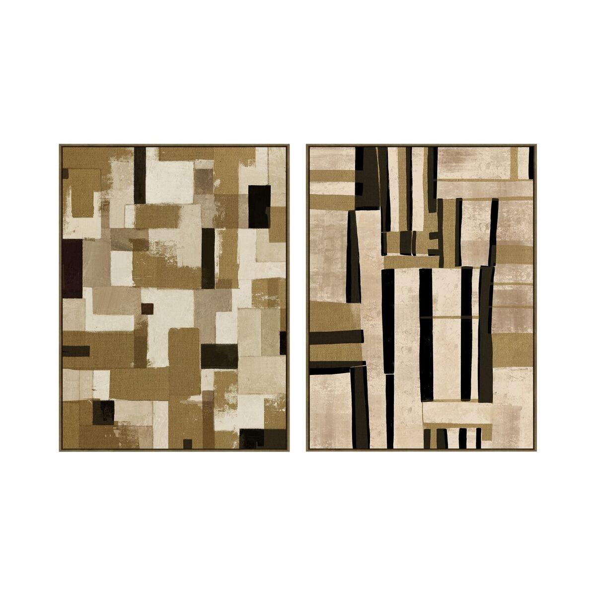 Lienzo Home ESPRIT Marrón Beige Moderno Con relieve Urbano 90 x 4 x 120 cm (2 Unidades)