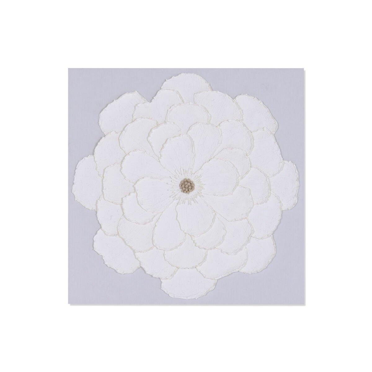 Lienzo Home ESPRIT Blanco Flor Shabby Chic 120 X 7 X 120 CM