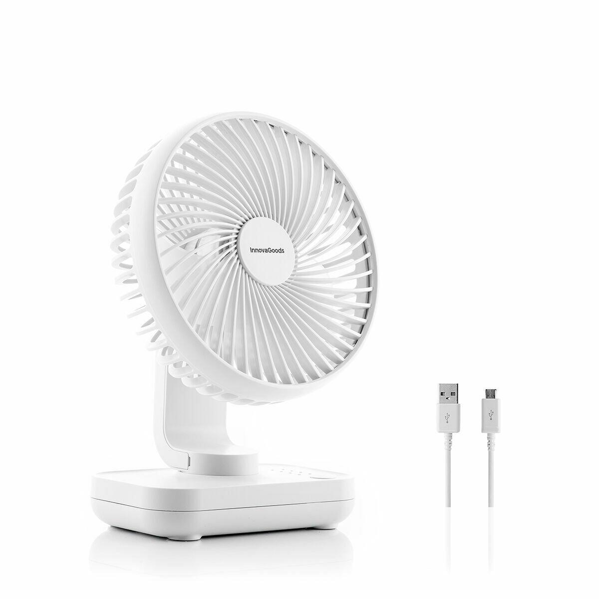 Ventilador de Escritorio Recargable InnovaGoods Blanco 3600 mAh / 13,3 W Ø5,4'' (Reacondicionado C)