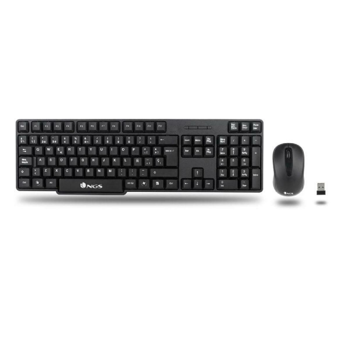 Teclado y Ratón NGS EUPHORIA KIT Negro QWERTY Qwerty US Inalámbrico