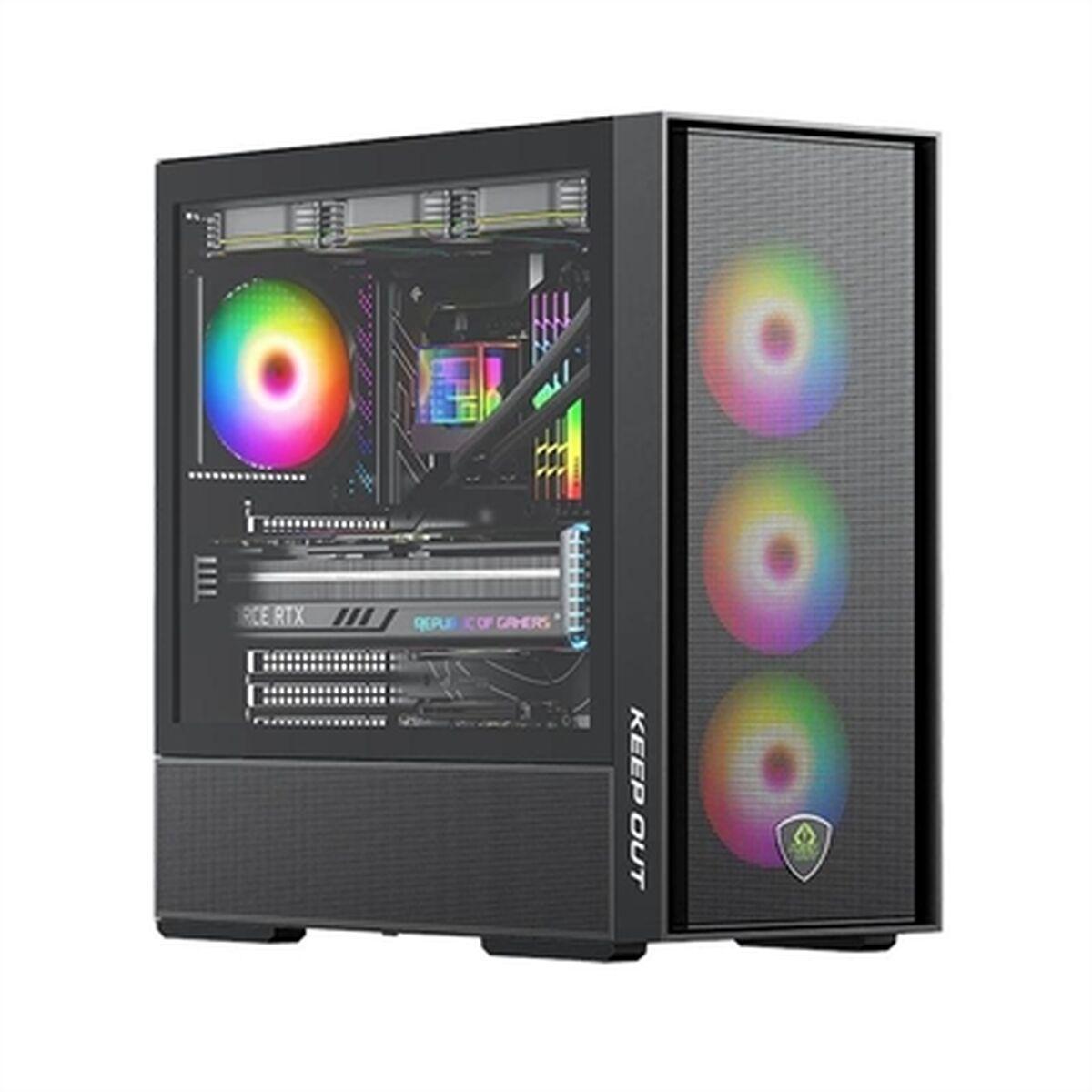 Caja Semitorre ATX KEEP OUT KO XC-805 MESH ARGB USB3 Negro