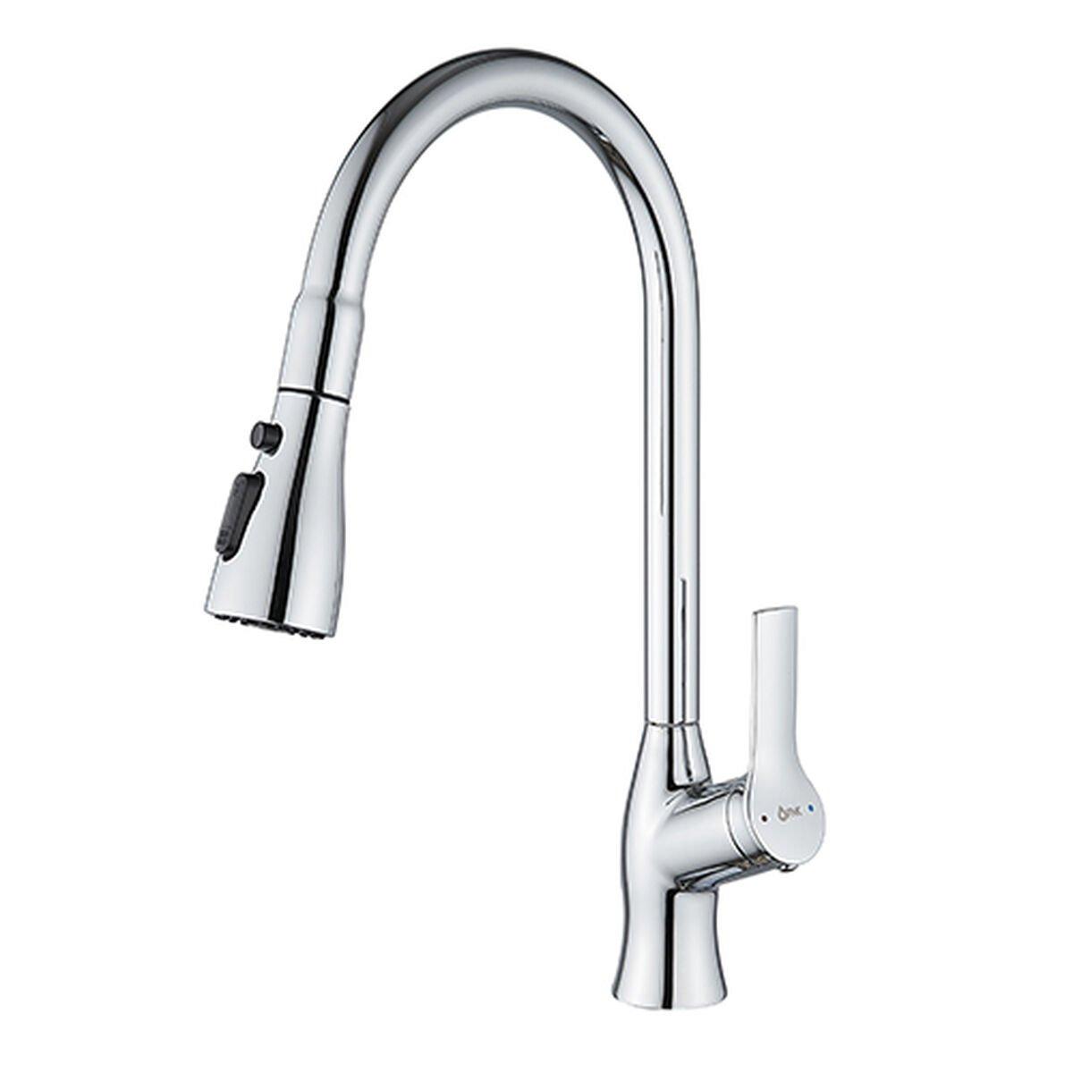 Grifo Monomando Fontastock Cromo Acero Inoxidable Latón Cerámico Aleación de Zinc Forma de C Alto