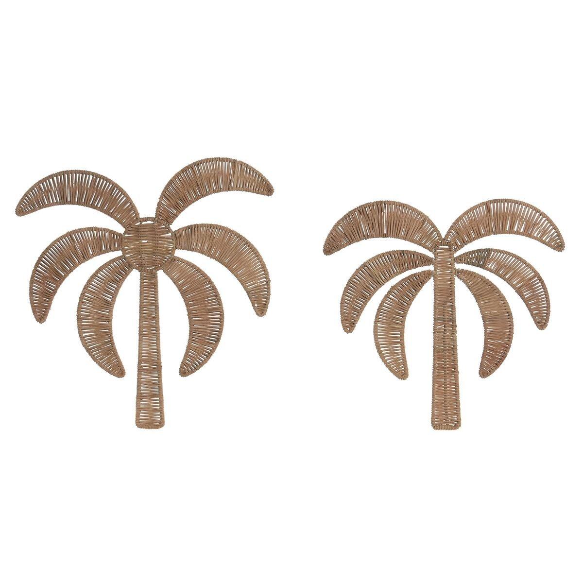 Decoración de Pared Home ESPRIT Natural Mediterráneo Palmera (2 Unidades)