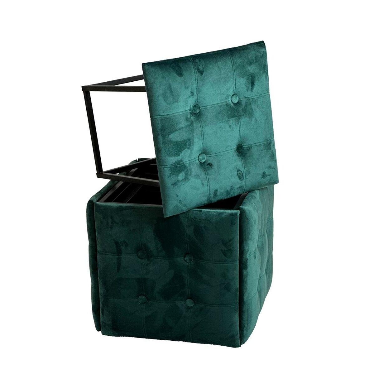 Juego de taburetes GO GIFT Transformer Verde oscuro Terciopelo Acero 50 x 50 x 50 cm Puff 5 en 1 5 Unidades