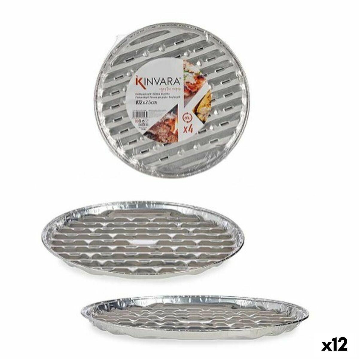Molde para Pizza Kinvara Plateado Aluminio 32,5 x 32,5 x 1,7 cm Pizza 4 Piezas (12 Unidades)